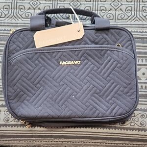 Navy Blue Quilted Women's Travel Cosmetic Bag